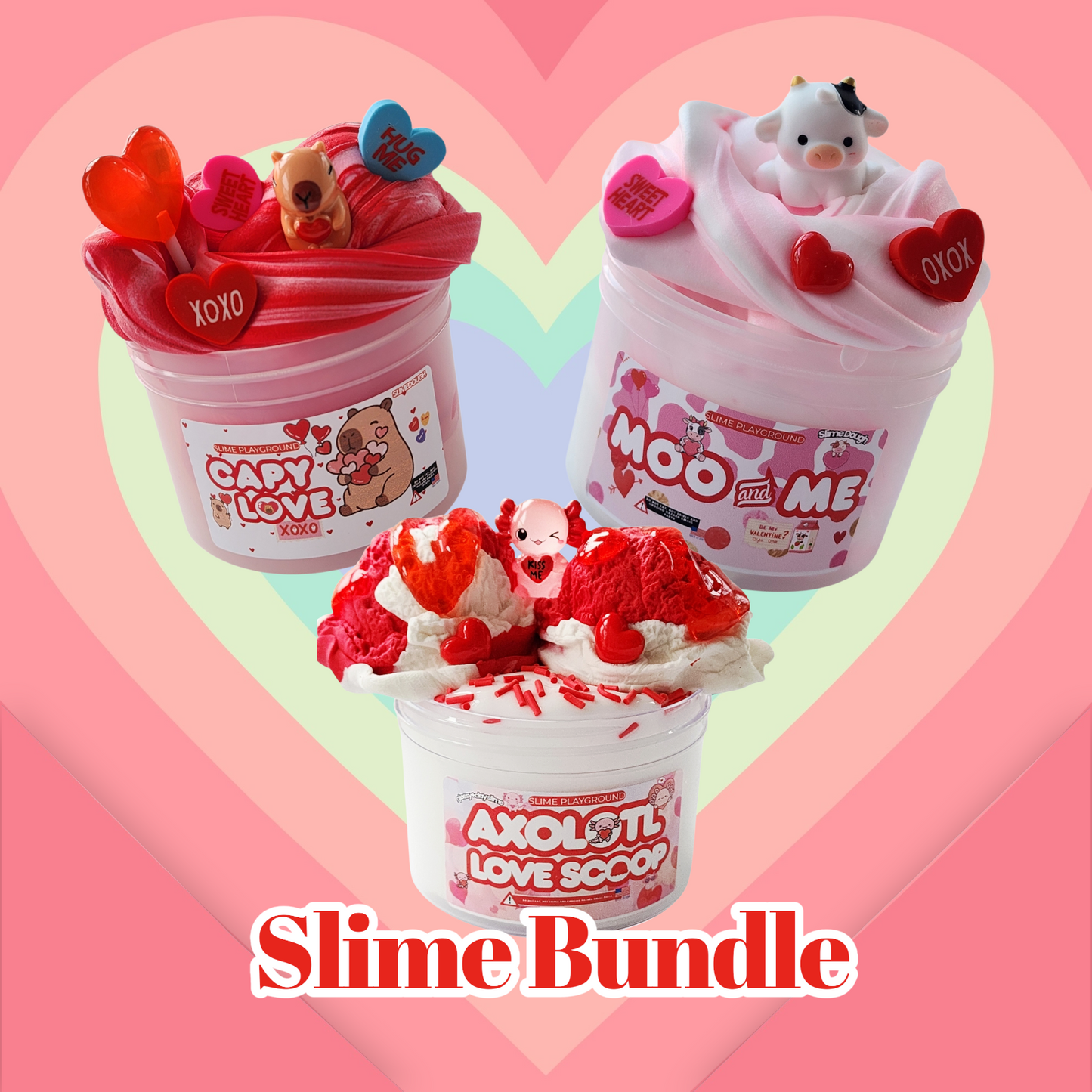 Valentine's Day Slime Bundle 3 8 oz